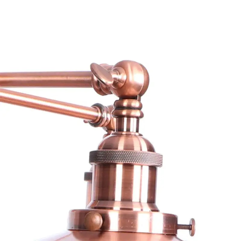 Industrial copper dual head led wall light with copper-finished desk lamp design and textured metallic accents for decorbites
