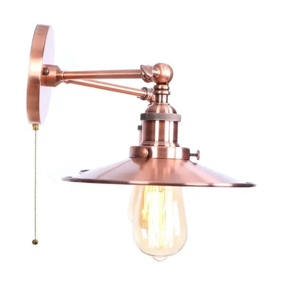 Industrial copper dual head led wall light with brass pull chain and exposed filament bulb for decorbites wall light decor