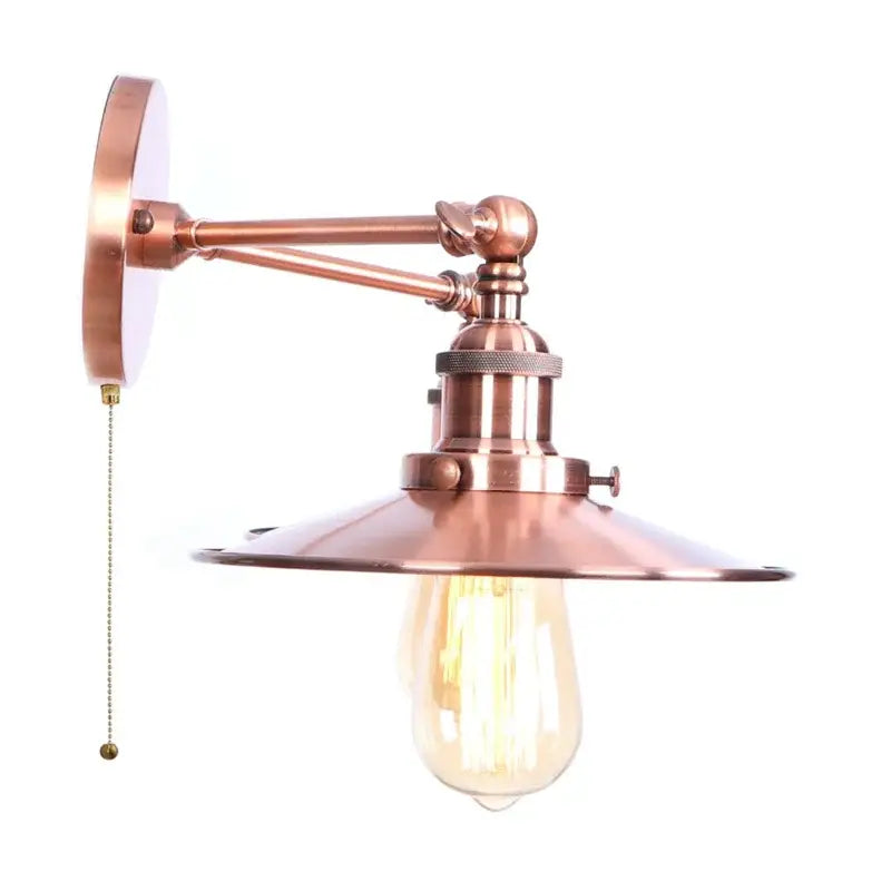 Industrial copper dual head led wall light with brass pull chain and exposed filament bulb for decorbites wall light decor