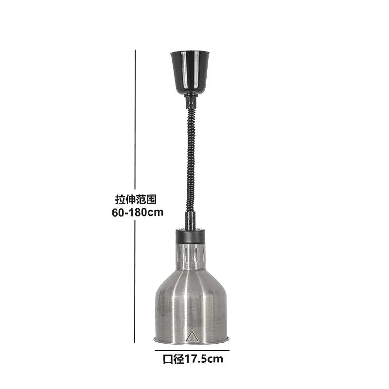 Stainless steel industrial copper electric heat lamp pendant heater with black flexible gooseneck and adjustable height