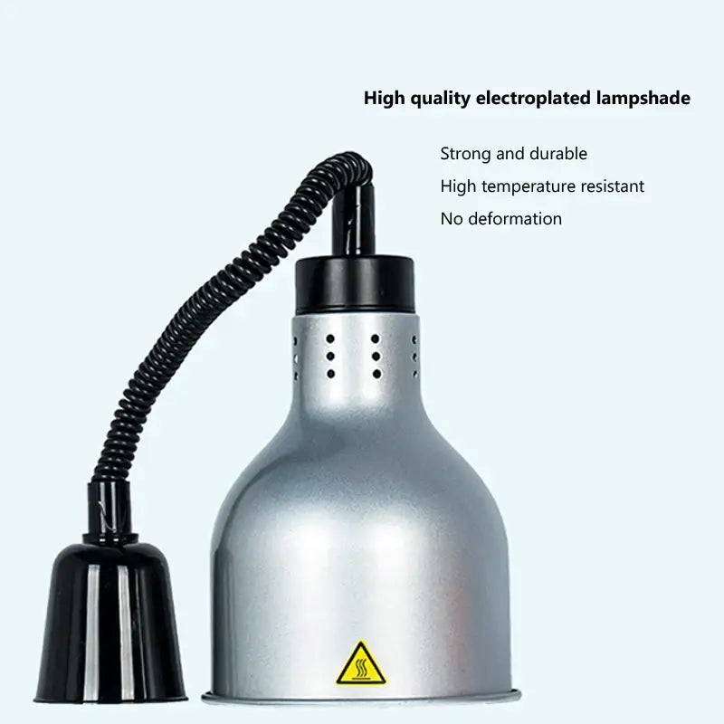 Silver electroplated lampshade with black gooseneck and cover in industrial copper electric heat lamp pendant light set