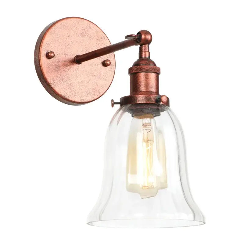 Industrial copper wall light with clear glass shade and exposed filament bulb perfect for bedroom decorbites loft clear style