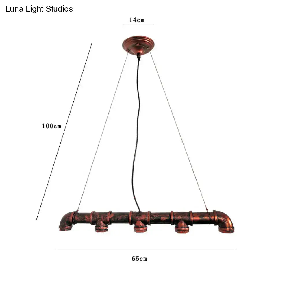 Industrial copper water pipe chandelier light fixture with rustic finish and visible joint fittings for dining room use e26 e27 light