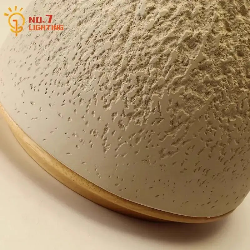 Industrial cream ceramic table lamp with beige textured ceiling light and wooden base for decorbites concrete led table decor