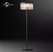 Black metal floor lamp with cylindrical crystal chandelier shade for decorbites industrial crystal led living room light