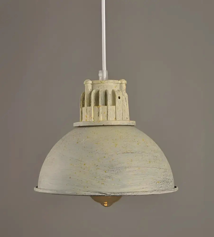 Industrial pendant lamp with distressed off-white ribbed metal dome for dining room decorbites loft chandelier