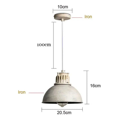 Industrial pendant lamp decorbites loft chandelier with distressed white metal finish and 100cm hanging length for dining room