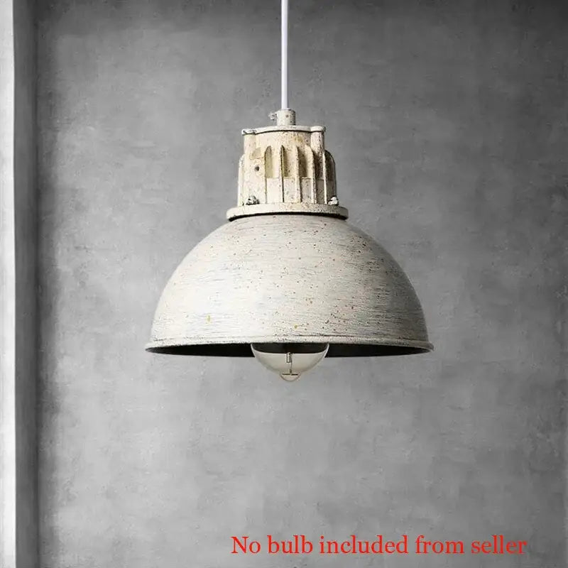 Industrial pendant lamp with distressed white metal dome and vintage base for dining room by decorbites loft chandelier