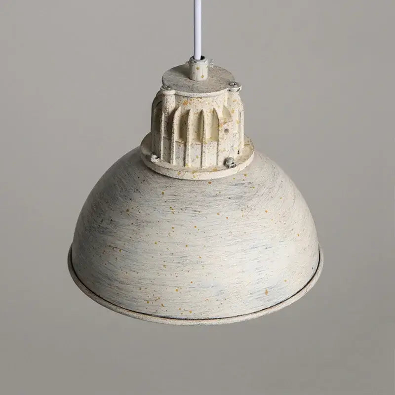 Industrial pendant lamp with distressed white enamel and ribbed metal housing for dining room by decorbites loft chandelier