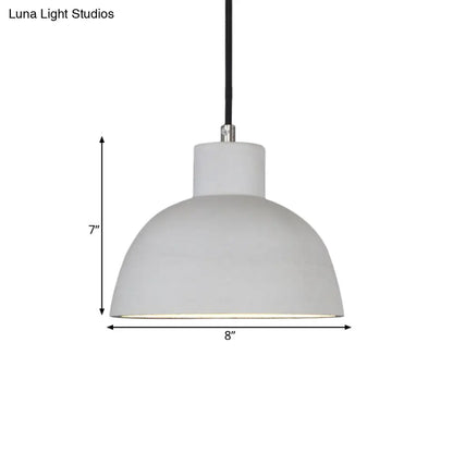 Industrial Dome Ceiling Pendant Light - Grey Cement Hanging Lamp Kit