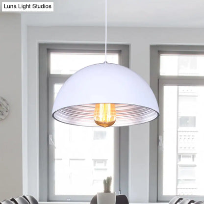 Industrial Dome Hanging Ceiling Pendant Lamp (White/Black) for Bar