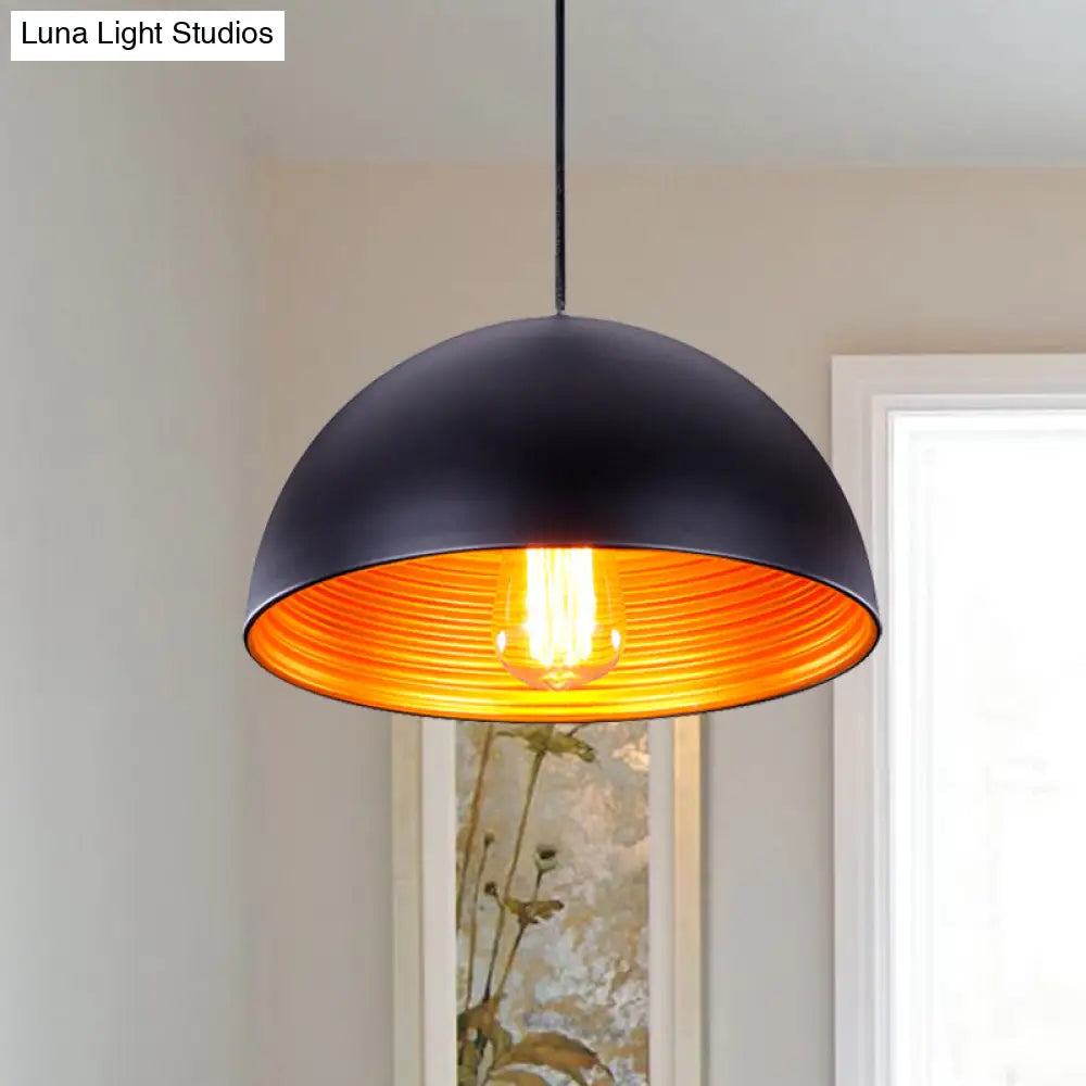 Industrial Dome Hanging Ceiling Pendant Lamp (White/Black) for Bar