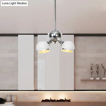 Industrial Dome Hanging Light Fixture - Metallic 3/4/5 Heads Chandelier Lamp for Living Room - Black/Chrome Finish