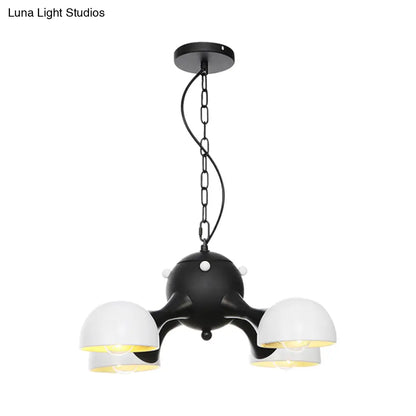 Industrial Dome Hanging Light Fixture - Metallic 3/4/5 Heads Chandelier Lamp for Living Room - Black/Chrome Finish