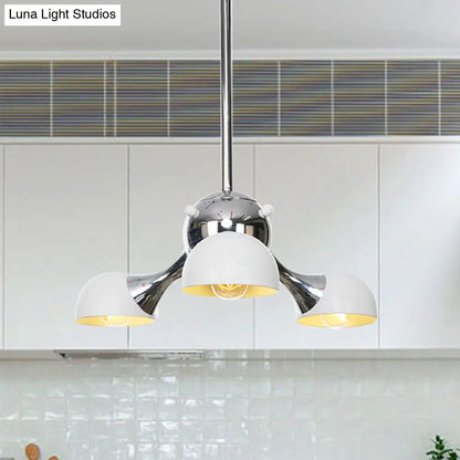 Industrial Dome Hanging Light Fixture - Metallic 3/4/5 Heads Chandelier Lamp for Living Room - Black/Chrome Finish