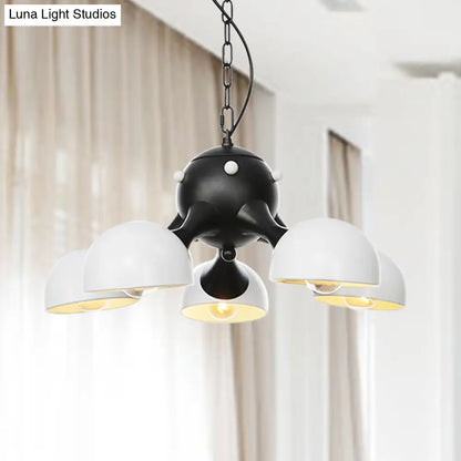 Industrial Dome Hanging Light Fixture - Metallic 3/4/5 Heads Chandelier Lamp for Living Room - Black/Chrome Finish