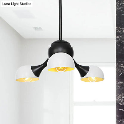 Industrial Dome Hanging Light Fixture - Metallic 3/4/5 Heads Chandelier Lamp for Living Room - Black/Chrome Finish