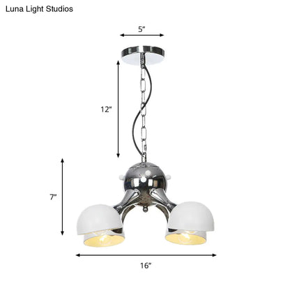 Industrial Dome Hanging Light Fixture - Metallic 3/4/5 Heads Chandelier Lamp for Living Room - Black/Chrome Finish