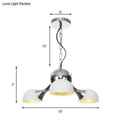 Industrial Dome Hanging Light Fixture - Metallic 3/4/5 Heads Chandelier Lamp for Living Room - Black/Chrome Finish