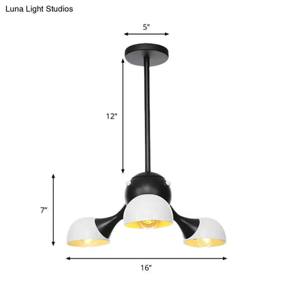 Industrial Dome Hanging Light Fixture - Metallic 3/4/5 Heads Chandelier Lamp for Living Room - Black/Chrome Finish