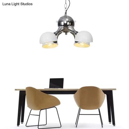 Industrial Dome Hanging Light Fixture - Metallic 3/4/5 Heads Chandelier Lamp for Living Room - Black/Chrome Finish