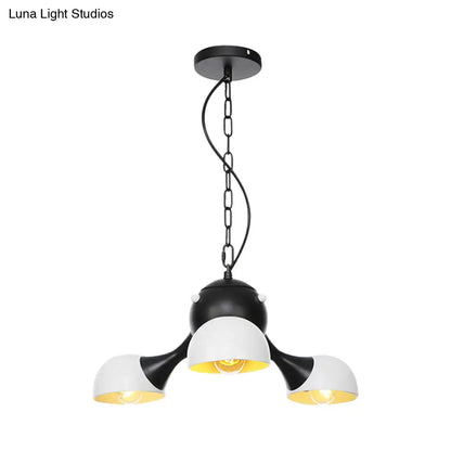 Industrial Dome Hanging Light Fixture - Metallic 3/4/5 Heads Chandelier Lamp for Living Room - Black/Chrome Finish