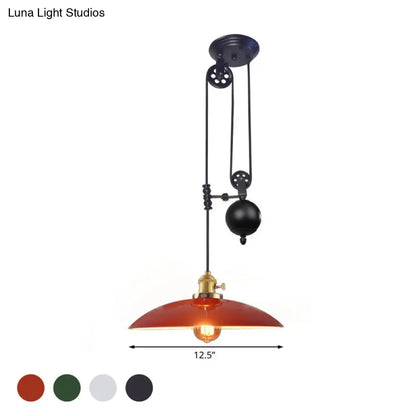 Industrial Dome Metal Ceiling Light - Black/White/Red