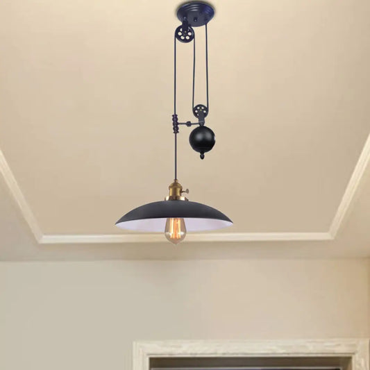 Industrial Dome Metal Ceiling Light - Black/White/Red