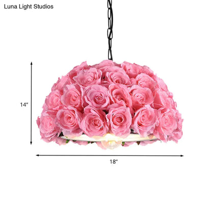 Industrial Dome Rose Downlight LED Pendant Light in Pink for Restaurants