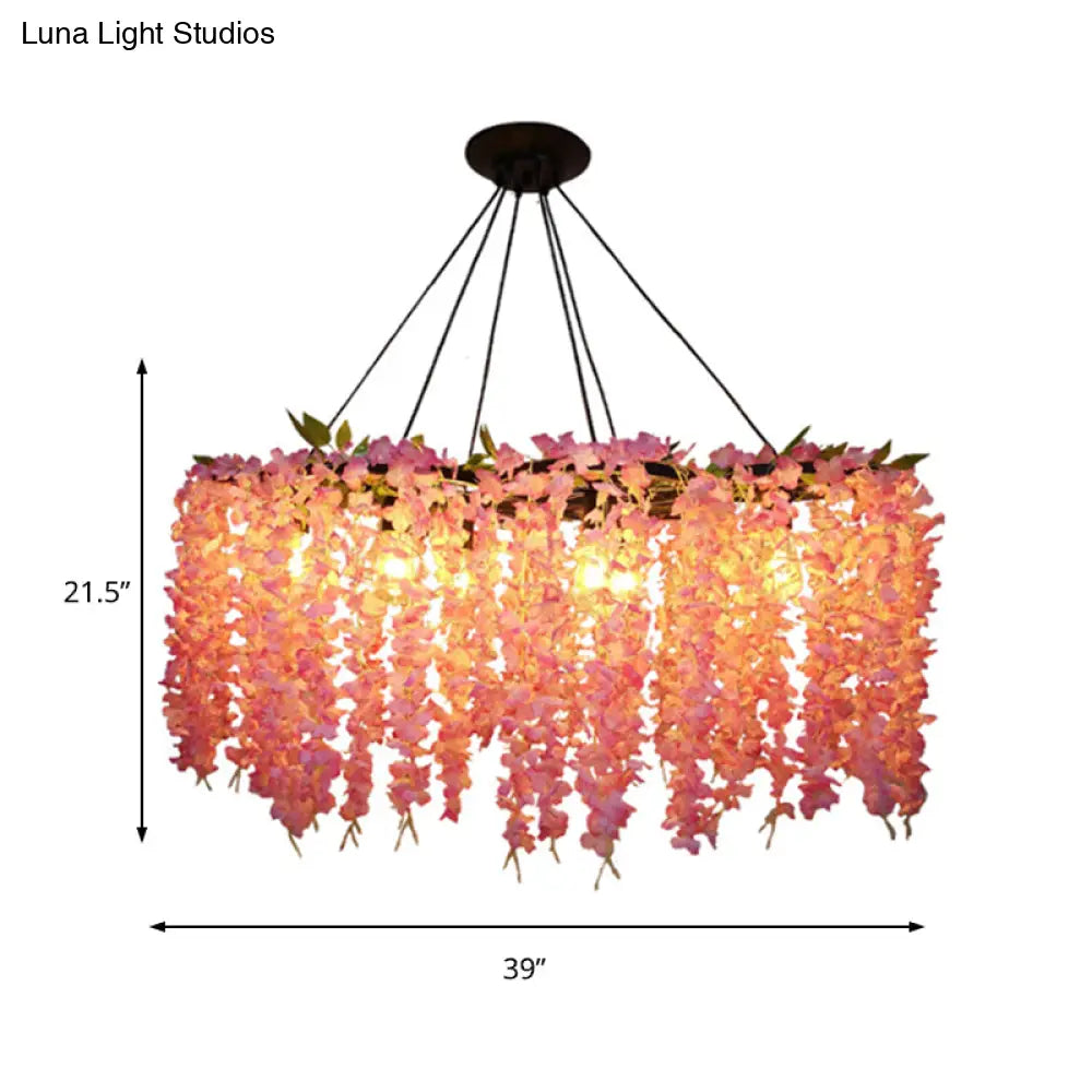 Industrial Drum Metal Chandelier Pendant Light with 3/6 Heads - Orange Red Finish