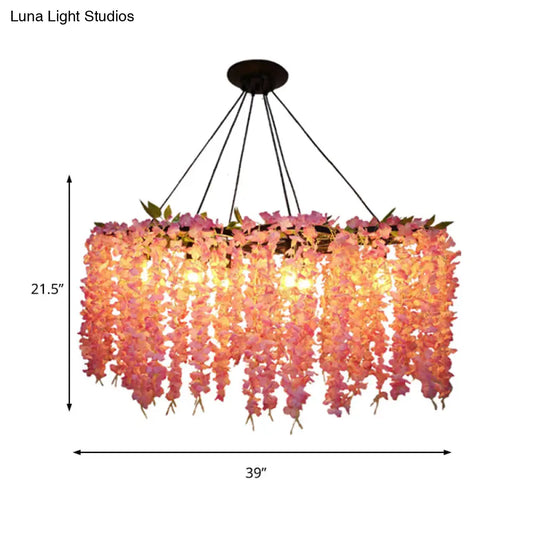 Industrial Drum Metal Chandelier Pendant Light with 3/6 Heads - Orange Red Finish