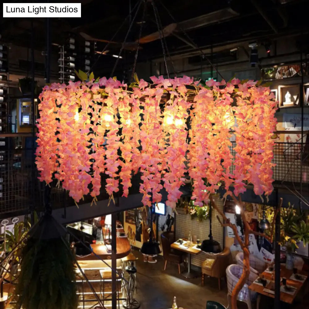 Industrial Drum Metal Chandelier Pendant Light with 3/6 Heads - Orange Red Finish