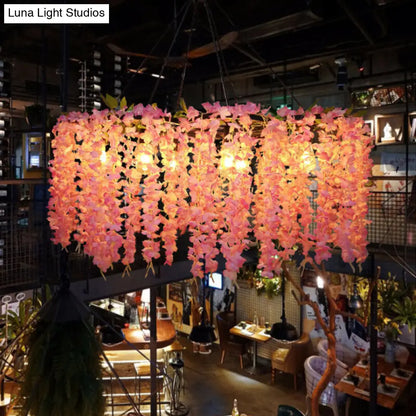 Industrial Drum Metal Chandelier Pendant Light with 3/6 Heads - Orange Red Finish