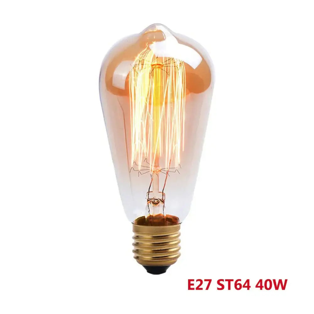 Warm-toned amber glass edison bulb with brass screw base and visible filament for decorbites industrial e27 ceiling lamp