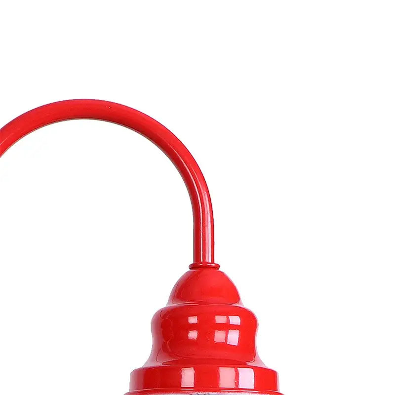Industrial edison red led wall lamp with red painted metal lantern arm and glossy curved finish for vintage bedroom sconce