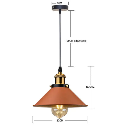 Industrial farmhouse brown pendant light with terracotta conical shade and brass accents for kitchen island decorbites industrial farmhouse