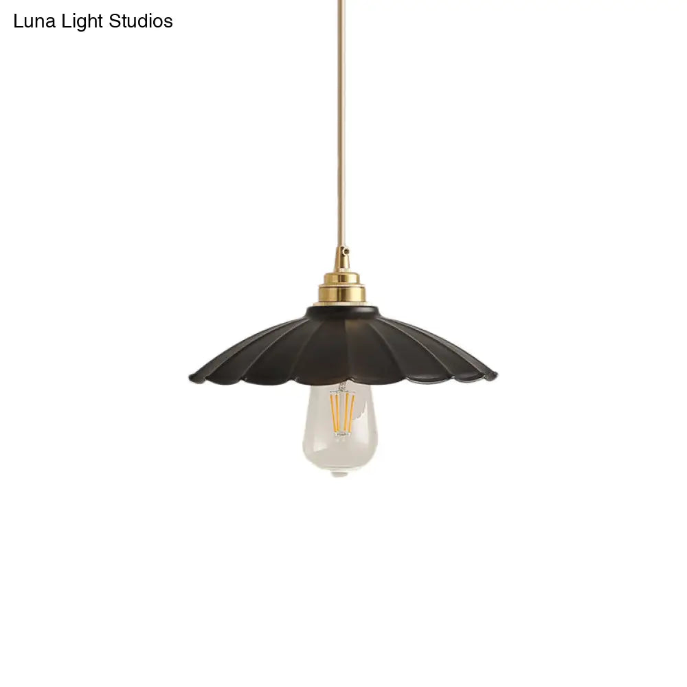 Industrial Flared Black/White Pendant Light - Hanging Ceiling Lamp Fixture