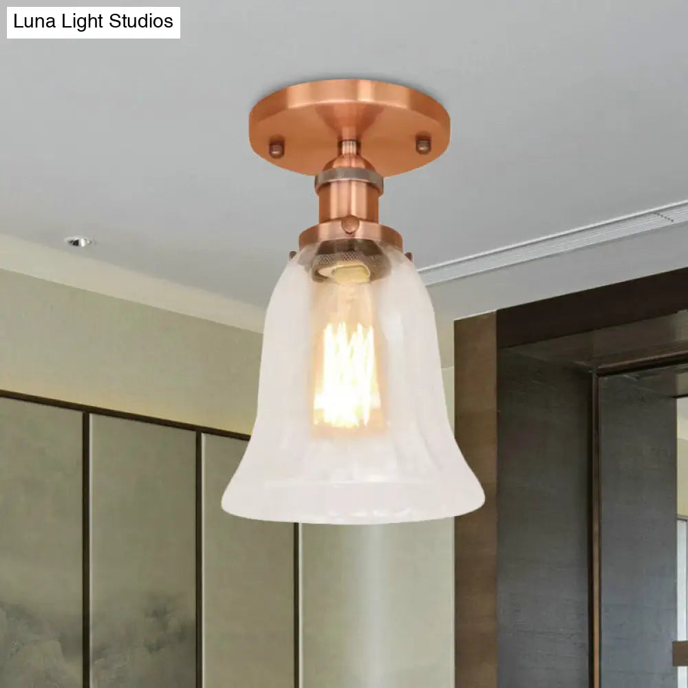 DecorBites™ DecorBites™ Industrial Flared Glass Semi Flush Mount Light with Clear Bulb in Black/Bronze/Copper