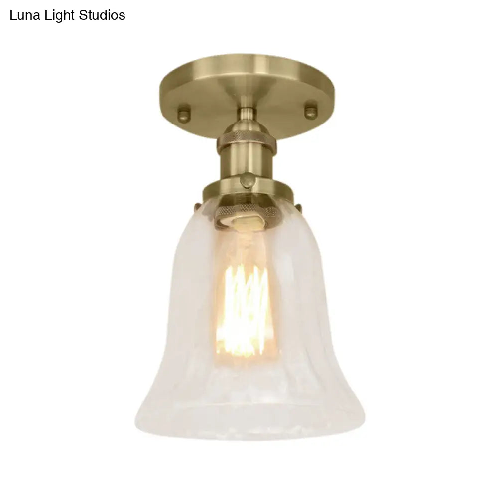 DecorBites™ DecorBites™ Industrial Flared Glass Semi Flush Mount Light with Clear Bulb in Black/Bronze/Copper