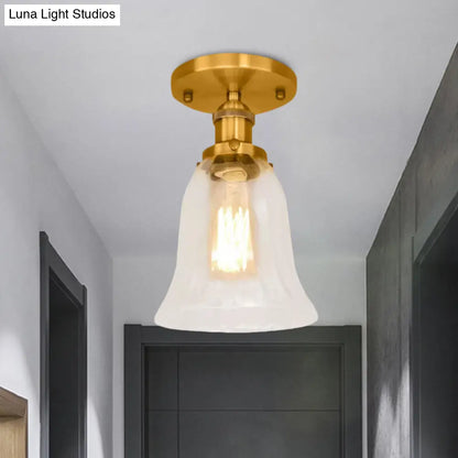 DecorBites™ DecorBites™ Industrial Flared Glass Semi Flush Mount Light with Clear Bulb in Black/Bronze/Copper