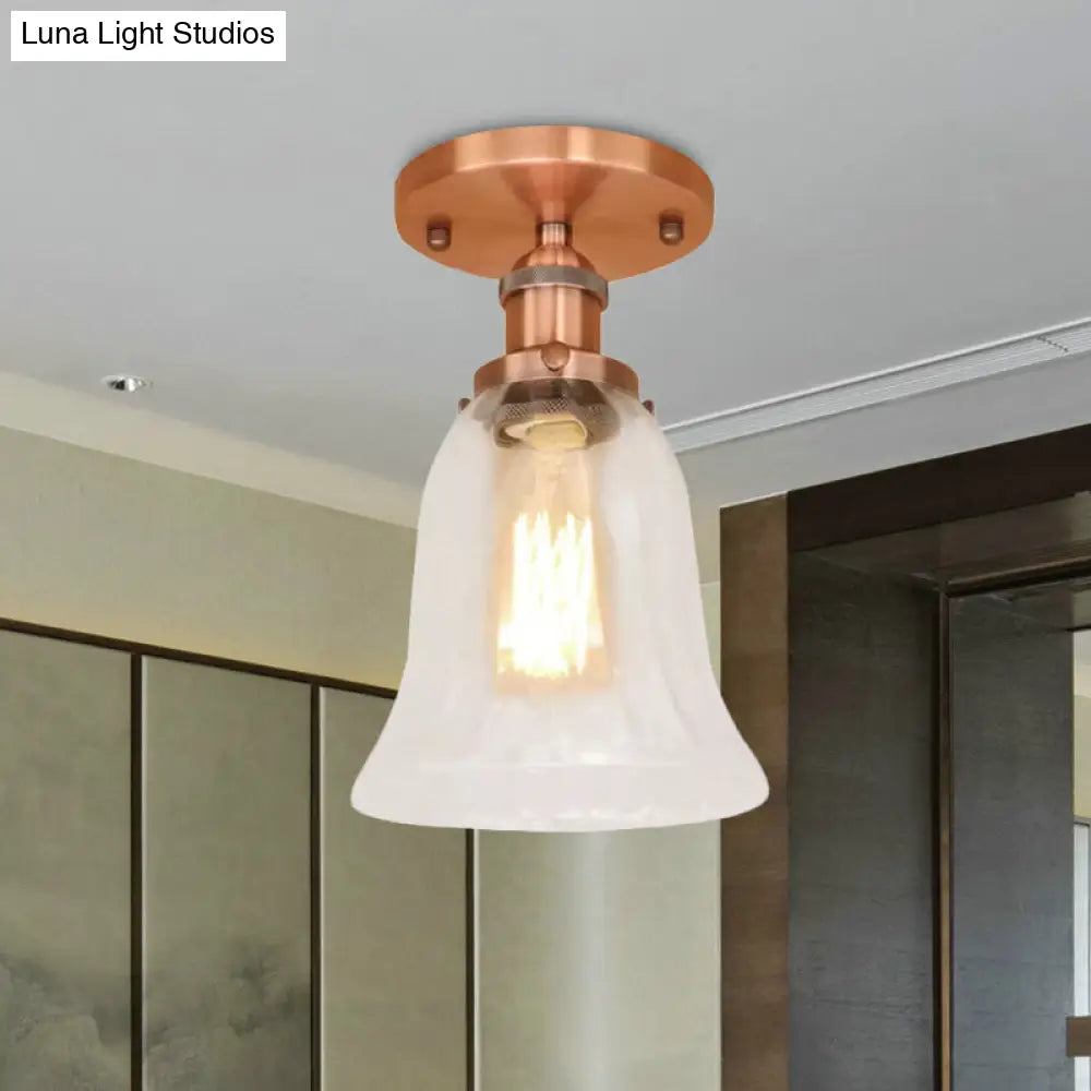 DecorBites™ DecorBites™ Industrial Flared Glass Semi Flush Mount Light with Clear Bulb in Black/Bronze/Copper