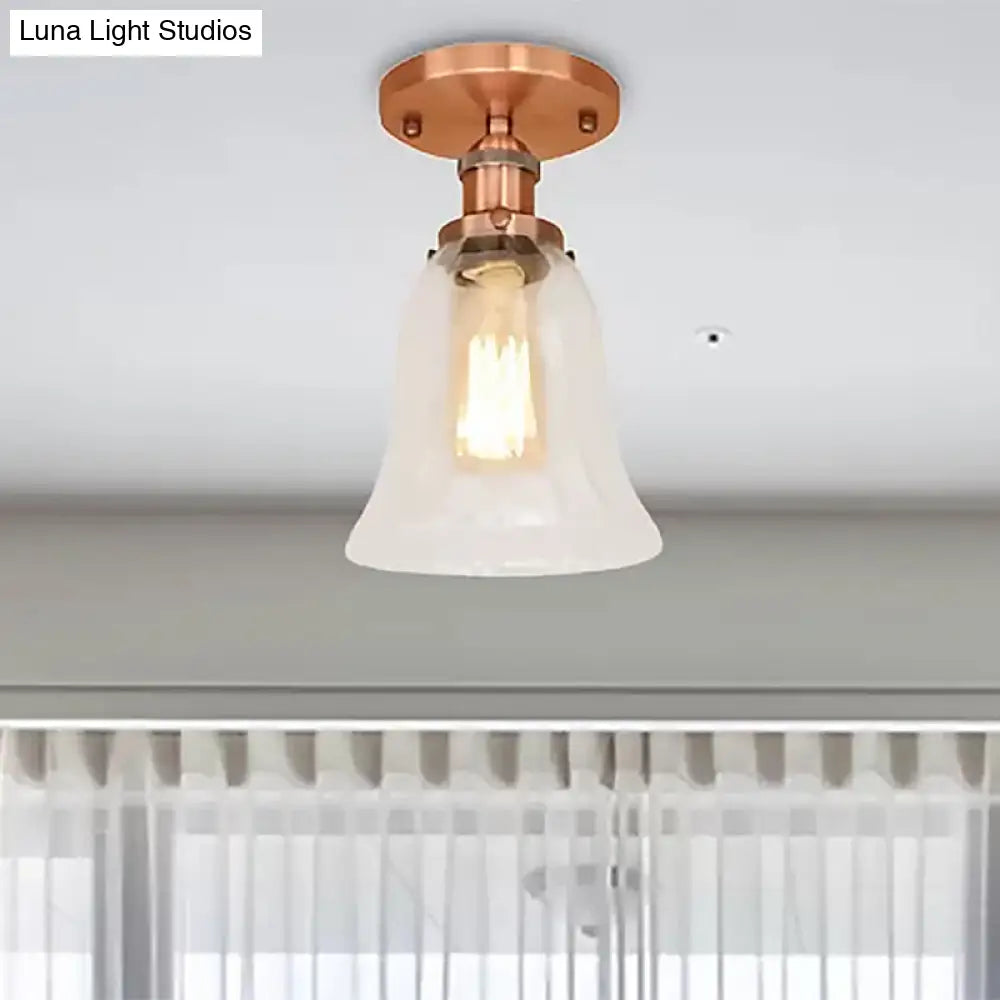 DecorBites™ DecorBites™ Industrial Flared Glass Semi Flush Mount Light with Clear Bulb in Black/Bronze/Copper