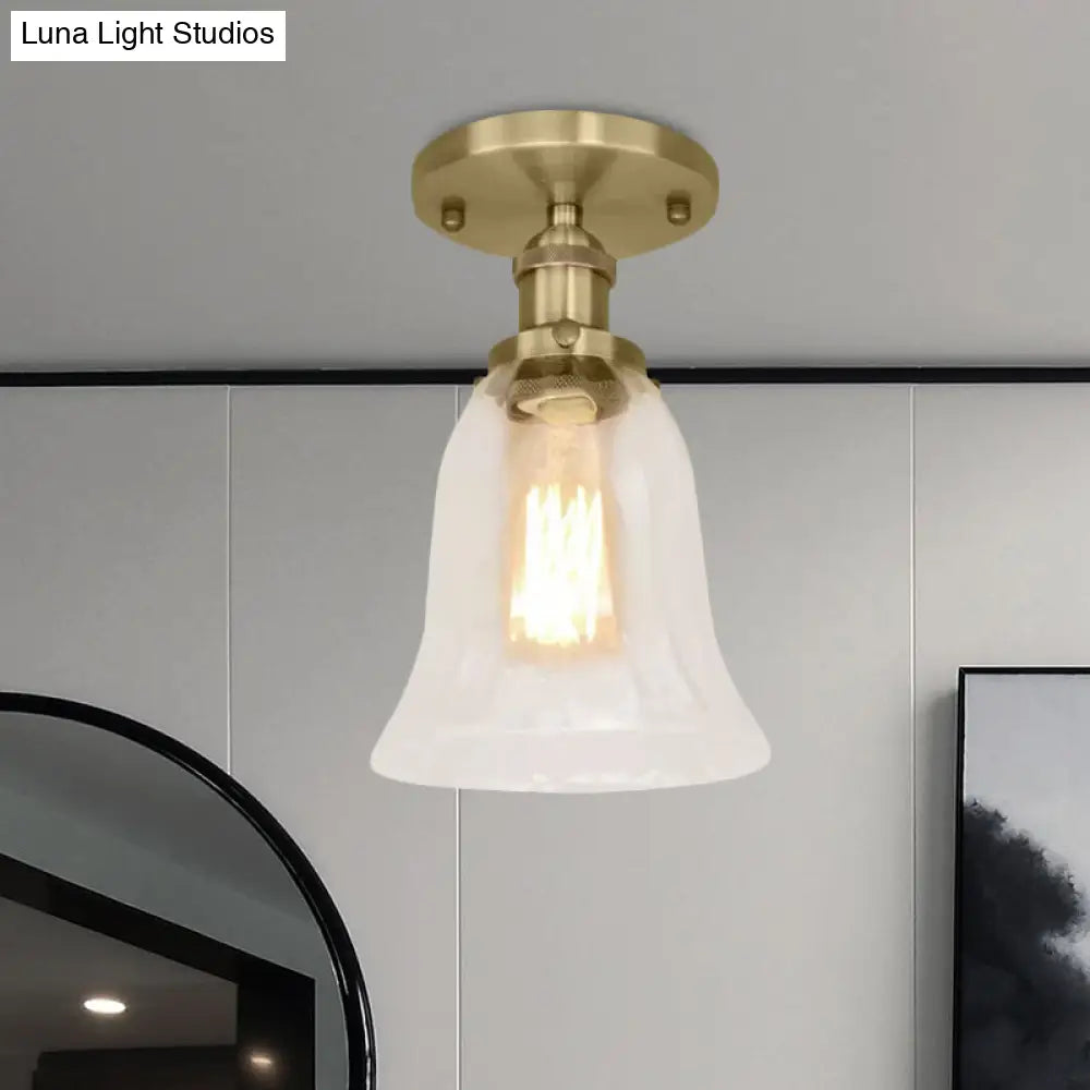 DecorBites™ DecorBites™ Industrial Flared Glass Semi Flush Mount Light with Clear Bulb in Black/Bronze/Copper