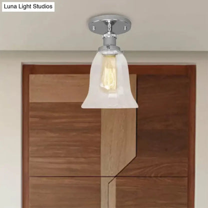 DecorBites™ DecorBites™ Industrial Flared Glass Semi Flush Mount Light with Clear Bulb in Black/Bronze/Copper