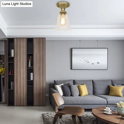 DecorBites™ DecorBites™ Industrial Flared Glass Semi Flush Mount Light with Clear Bulb in Black/Bronze/Copper