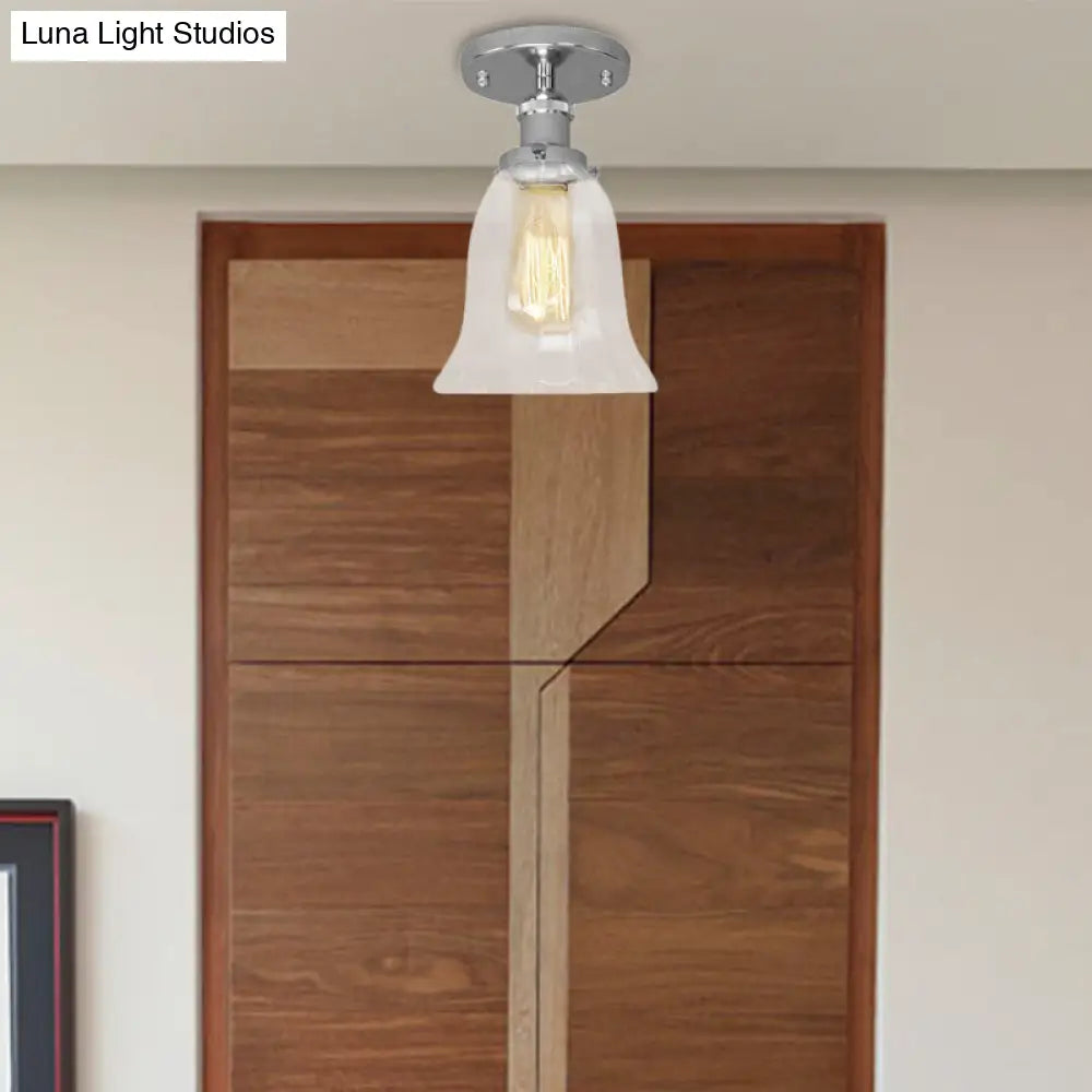 DecorBites™ DecorBites™ Industrial Flared Glass Semi Flush Mount Light with Clear Bulb in Black/Bronze/Copper