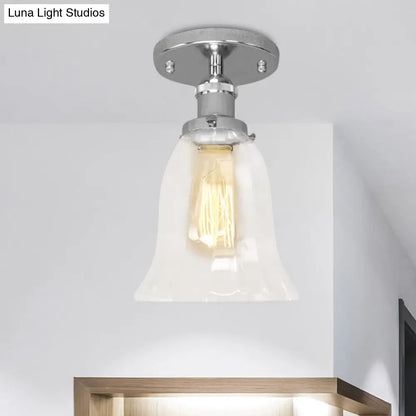 DecorBites™ DecorBites™ Industrial Flared Glass Semi Flush Mount Light with Clear Bulb in Black/Bronze/Copper