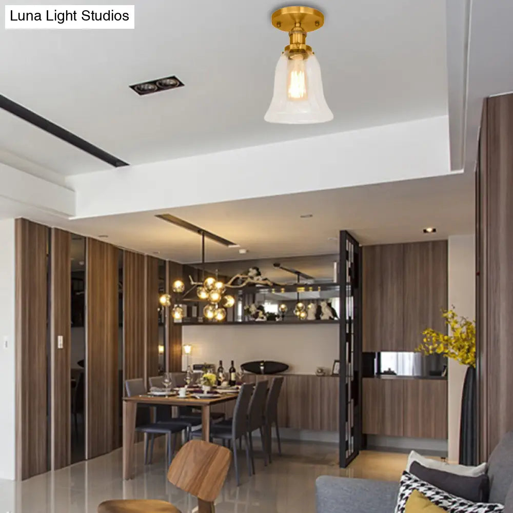 DecorBites™ DecorBites™ Industrial Flared Glass Semi Flush Mount Light with Clear Bulb in Black/Bronze/Copper