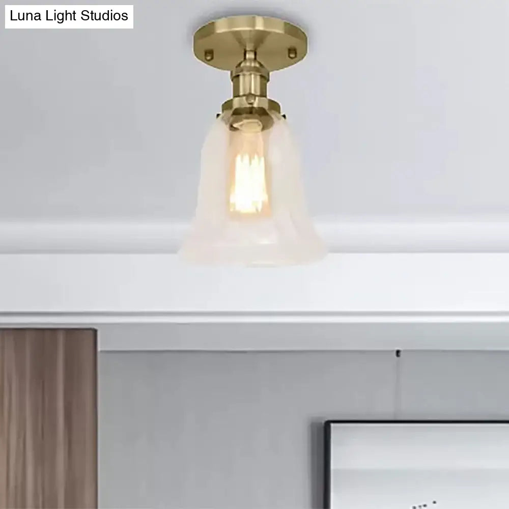 DecorBites™ DecorBites™ Industrial Flared Glass Semi Flush Mount Light with Clear Bulb in Black/Bronze/Copper