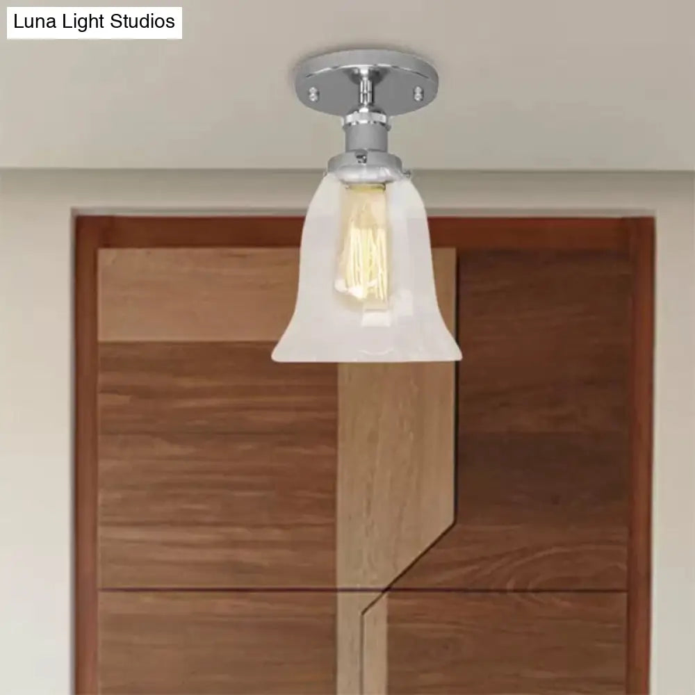 DecorBites™ DecorBites™ Industrial Flared Glass Semi Flush Mount Light with Clear Bulb in Black/Bronze/Copper